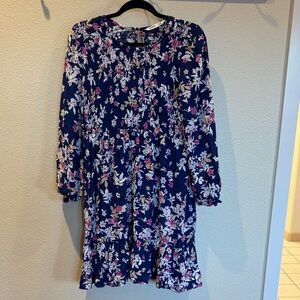 Sonoma Women's Navy Floral Long Sleeve Dress